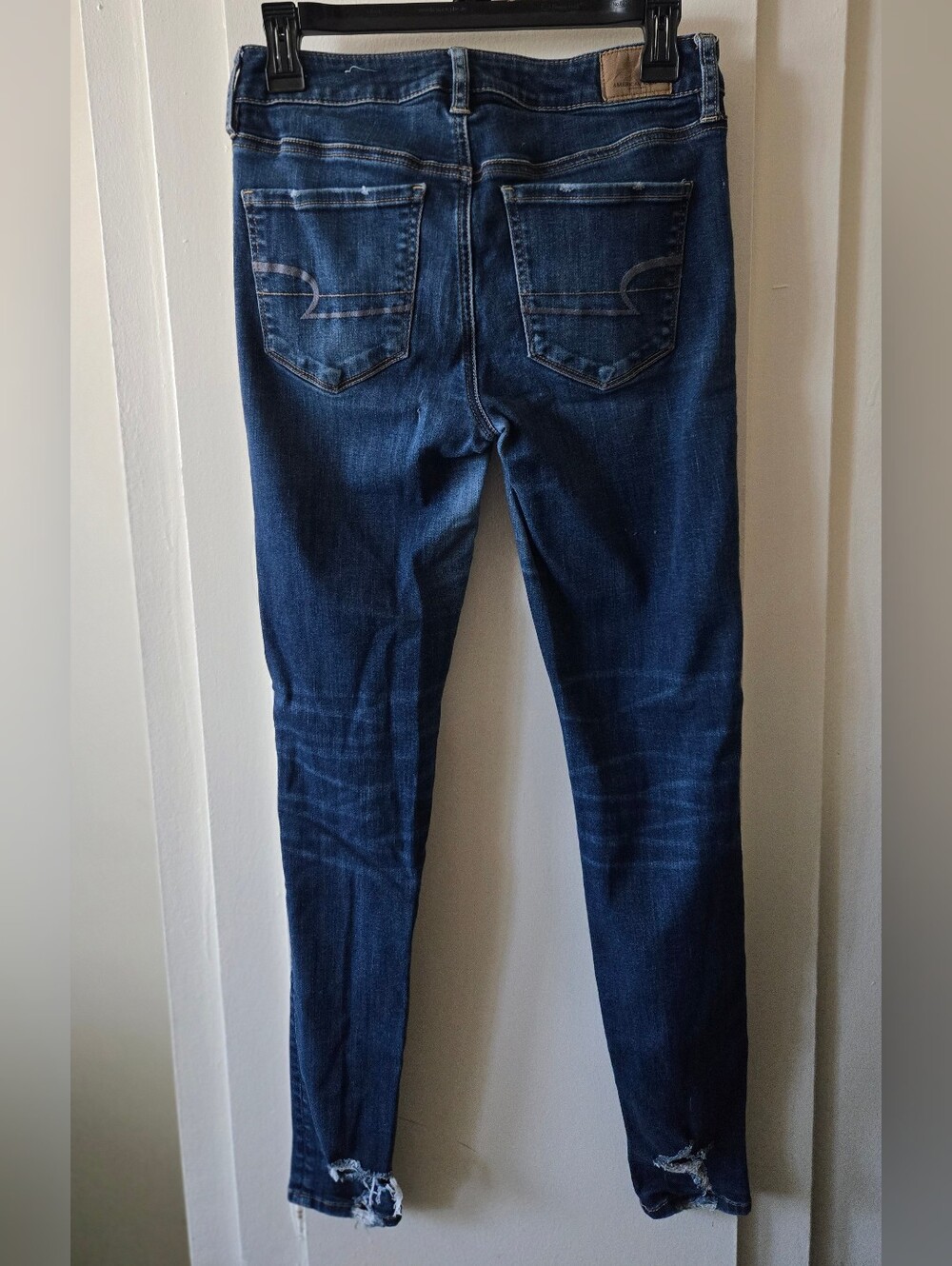 American Eagle Outfitters Dark Blue Ripped Skinny Jeans Jegging High Rise - Picture 3 of 5